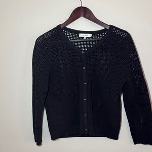 Milly Black Open-Knit Cardigan Size M